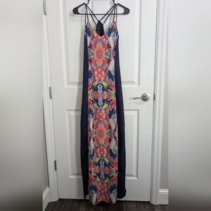adelyn rae navy and colorful floral maxi dress
